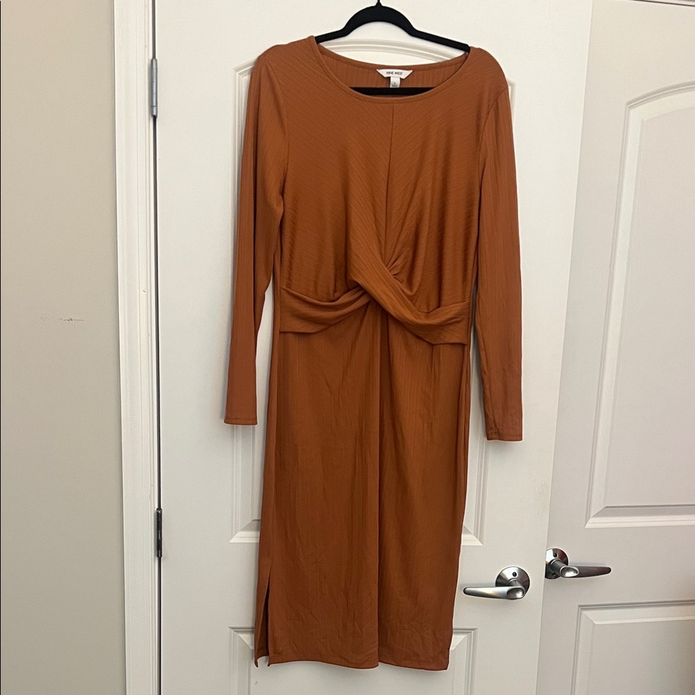 Nine West Rust Long Sleeve Dress